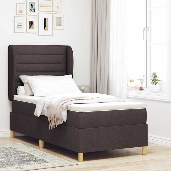 vidaXL Boxspringbett mit Matratze Dunkelgrau 90x190 cm Dunkelbraun