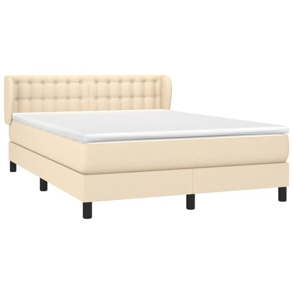 vidaXL Boxspringbett mit Matratze Creme 140x200 cm Stoff