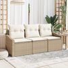 vidaXL Gartensofa-set mit Kissen 3 pcs Beige und Wei&szlig; Poly-Rattan
