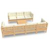 vidaXL 8-tlg. Garten-Lounge-Set mit Creme Kissen Massivholz Kiefer