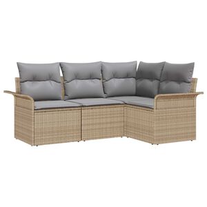 vidaXL Gartensofa-set mit Kissen 4 pcs Beige Poly-Rattan
