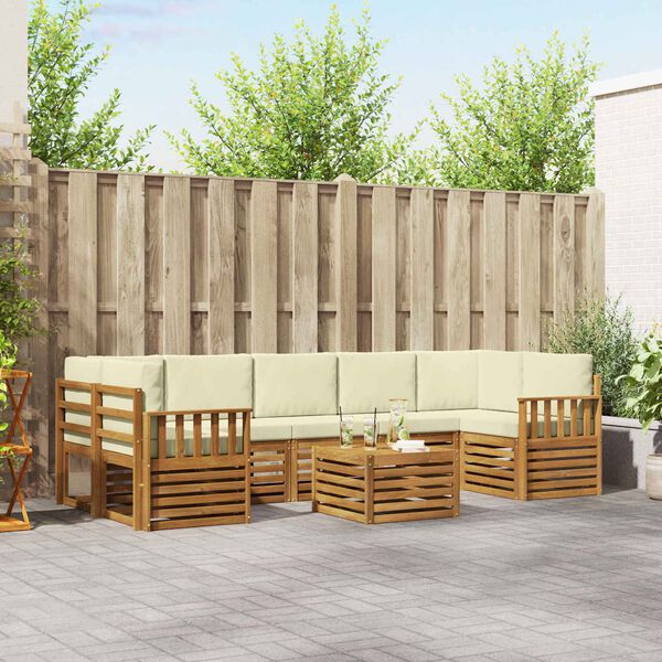 vidaXL Sofagarnituren 8 pcs Natur und Creme Massivholz Akazie