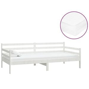 vidaXL Tagesbett mit Matratze 90x200 cm Wei&szlig; Kiefer Massivholz