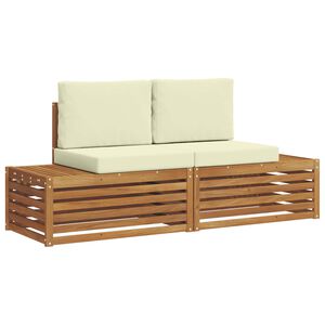 vidaXL Outdoor-Sofagarnitur 2 stk. 2-Sitzer Natur und Creme