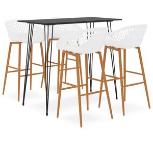 vidaXL 5-tlg. Bar-Set Schwarz und Wei&szlig;
