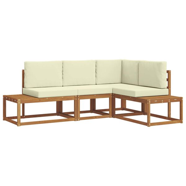 vidaXL Outdoor-Sofagarnitur mit Kissen 4 St&uuml;ck Natur und Creme