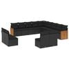 vidaXL 13-tlg. Garten-Sofagarnitur mit Kissen Schwarz Poly Rattan