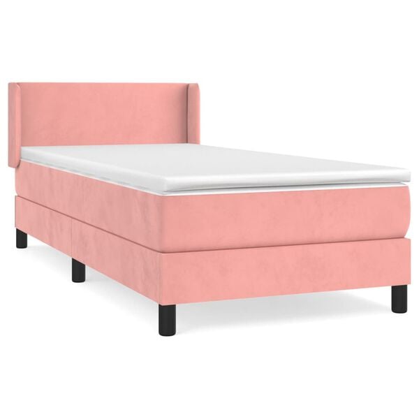 vidaXL Boxspringbett mit Matratze Rosa 90x200 cm Samt