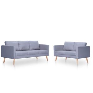 vidaXL Sofagarnitur 2-Sitzer & 3-Sitzer Stoff Hellgrau