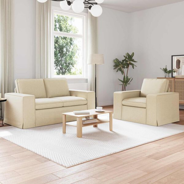 vidaXL Sofa Set 2 pcs Creme 182 x 80 x 82 cm Stoff