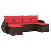 vidaXL 6-teiliges Gartensofa-Set mit Kissen, braun, Polyrattan