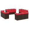 vidaXL 12-tlg. Garten-Sofagarnitur mit Kissen Braun Poly Rattan