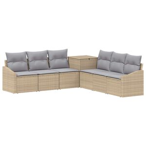 vidaXL Sofa Set 7 stk. Beige und Hellgrau Polyrattan und Stahl