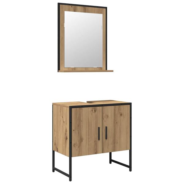 vidaXL Badezimmerm&ouml;bel-Set Wandmontiert 2 pcs Braun Holzwerkstoff