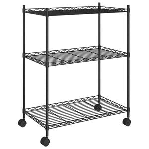 vidaXL Lagerregal mit 3 B&ouml;den und Rollen 60x35x81 cm Schwarz 150 kg