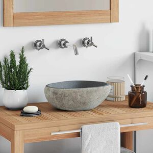 vidaXL Waschbecken Flussstein Oval (29-38)x(24-31) cm