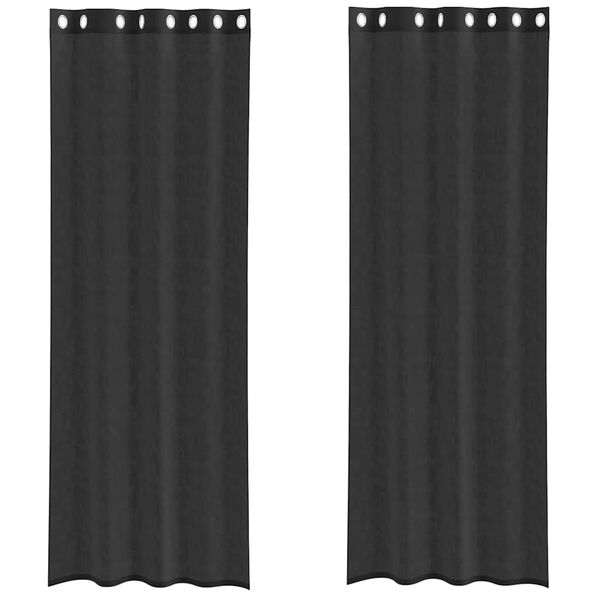 vidaXL Voile Vorhänge mit Ösen 2 Stk. Schwarz 140x260 cm