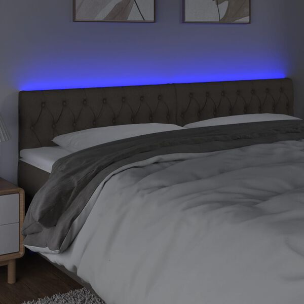 vidaXL LED Kopfteil Taupe 180x7x78/88 cm Stoff