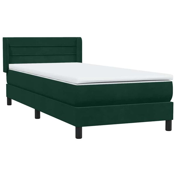 vidaXL Boxspringbett mit Matratze Dunkelgr&uuml;n 100x220 cm Samt