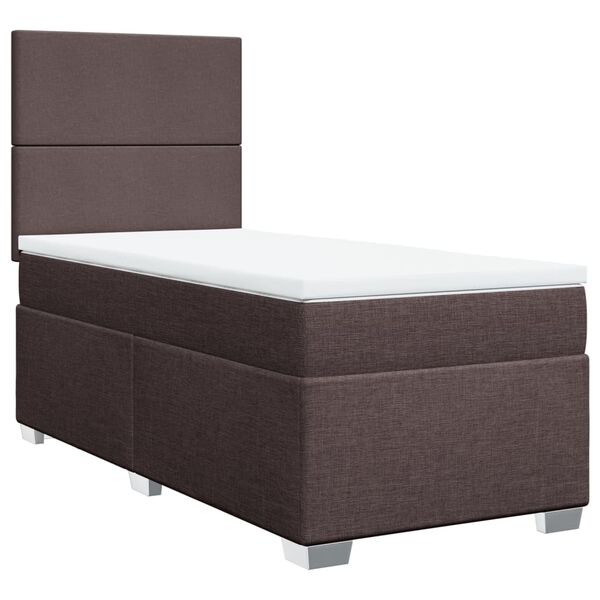 vidaXL Boxspringbett mit Matratze Dunkelbraun 90x200 cm Stoff