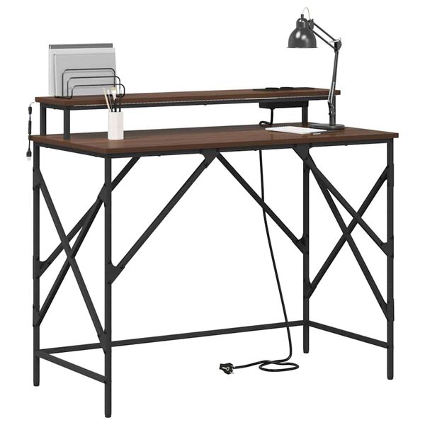 vidaXL Schreibtisch mit Regal Braun Eichen-Optik 100 x 50 x 86,5 cm