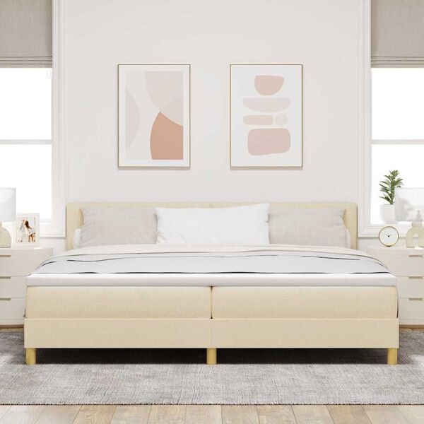 vidaXL Boxspringbett mit Matratze Creme 200 x 200 cm Stoff