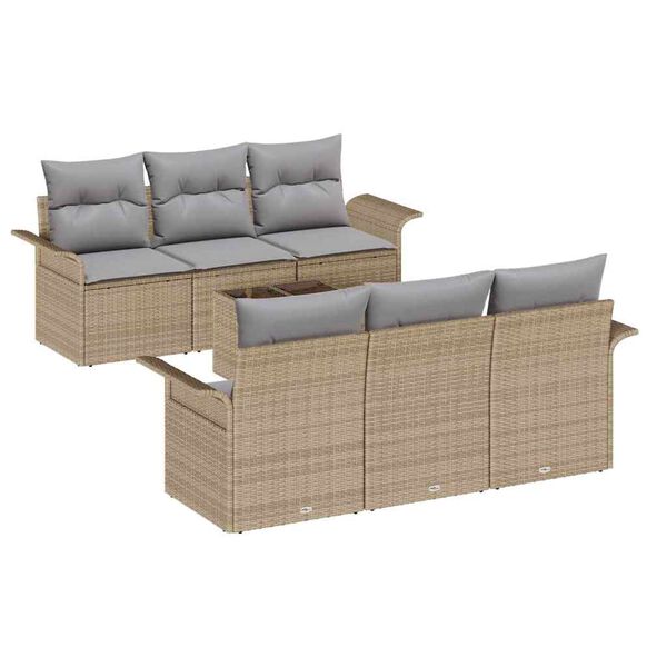 vidaXL Gartensofa-set mit Kissen 7 pcs Beige und Grau Poly-Rattan