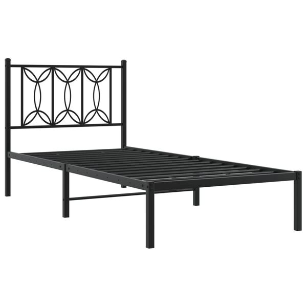 vidaXL Bettgestell mit Kopfteil Metall Schwarz 80x200 cm