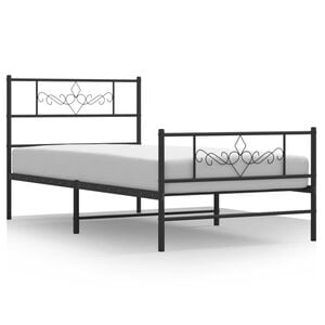 vidaXL Bettgestell mit Kopf- und Fu&szlig;teil Metall Schwarz 75x190 cm