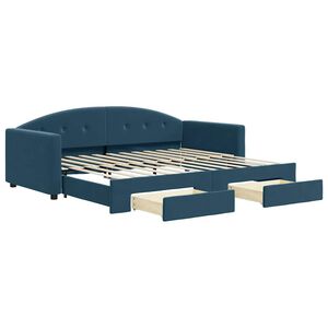 vidaXL Tagesbett Ausziehbar mit Schubladen Blau 90x200 cm Samt