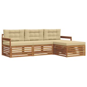 vidaXL Outdoor-Sofagarnitur Natur und Beige 249,5 x 162,5 x 73 cm