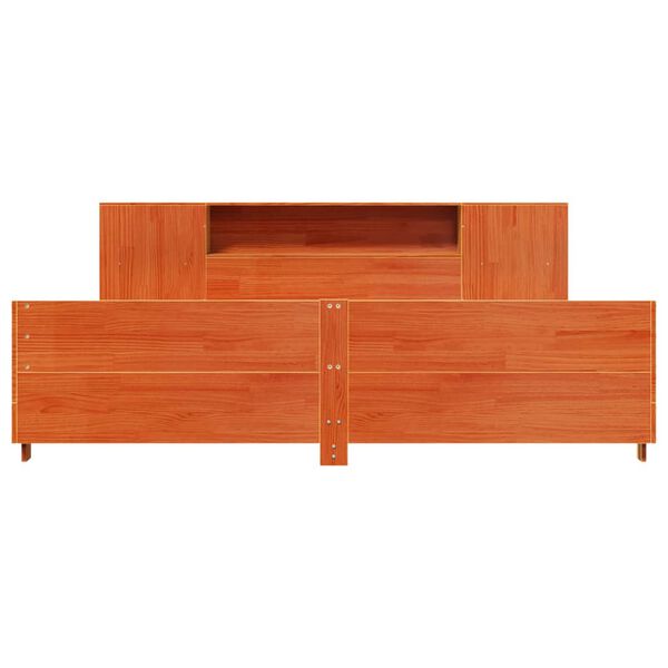 vidaXL Massivholzbett ohne Matratze Wachsbraun 180x200 Kiefernholz