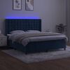 vidaXL Boxspringbett mit Matratze & LED Dunkelblau 180x200 cm Samt