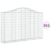 vidaXL Gabionen mit Hochbogen 11Stk. 200x30x120/140cm Verzinktes Eisen