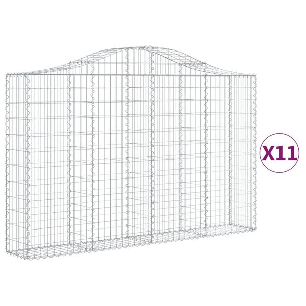 vidaXL Gabionen mit Hochbogen 11Stk. 200x30x120/140cm Verzinktes Eisen