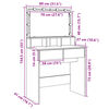 vidaXL Schminktisch mit LED-Beleuchtung Grau Sonoma 80x41x134,5 cm