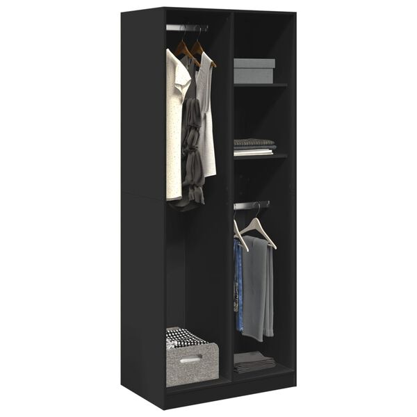 vidaXL Kleiderschrank Schwarz 80x50x200 cm Holzwerkstoff