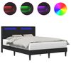 vidaXL Bettrahmen mit LED-Lichtleisten Schwarz 160 x 200 cm Kunstleder