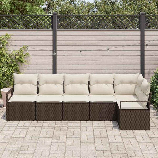 vidaXL Gartensofa-set mit Kissen 6 pcs Braun und Wei&szlig; Poly-Rattan