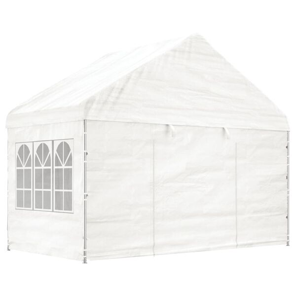 vidaXL Pavillon mit Dach Wei&szlig; 4,46x4,08x3,22 m Polyethylen