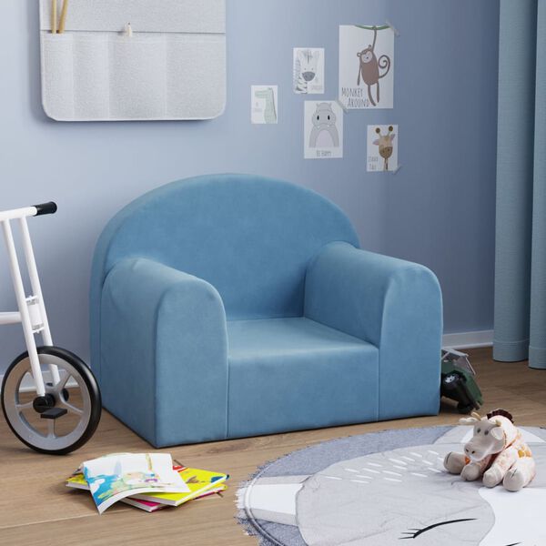 vidaXL Kindersofa Blau Weich Pl&uuml;sch