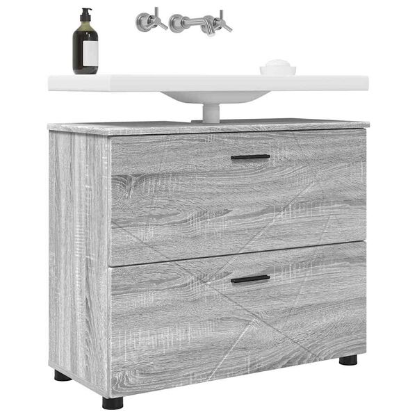 vidaXL Badezimmerschrank mit Speicher Graues Sonoma 76,5 x 35 x 64 cm