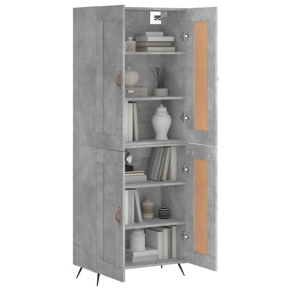 vidaXL Highboard Betongrau 69,5x34x180 cm Holzwerkstoff