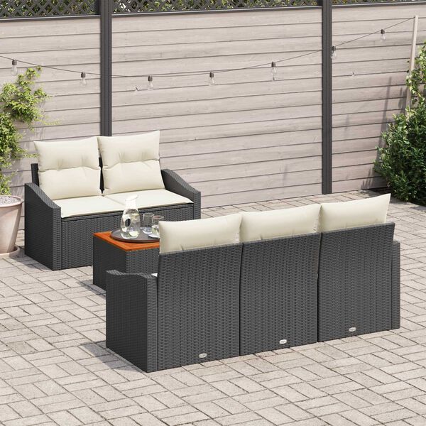 vidaXL Gartensofa-set mit Speicher 6 pcs Schwarz und Creme Poly-Rattan
