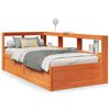 vidaXL Massivholzbett mit Regal ohne Matratze Wachsbraun 90x200 cm