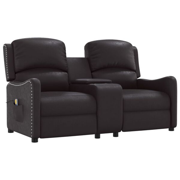 vidaXL 2-Sitzer Massagesessel mit Getränkehalter Schwarz Kunstleder