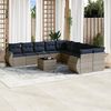 vidaXL 11-teiliges Gartensofa-Set mit Kissen, grau, Polyrattan