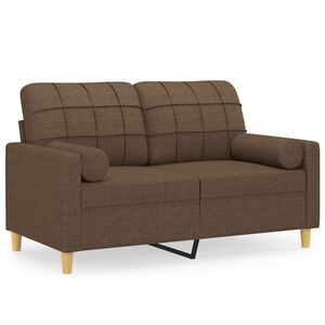vidaXL 2-Sitzer-Sofa mit Zierkissen Braun 120 cm Stoff
