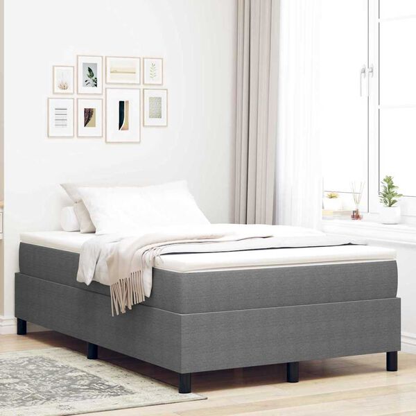 vidaXL Boxspringbett Hellgrau und Wei&szlig; 120 x 190 cm Cordstoff