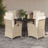vidaXL 5-tlg. Garten-Essgruppe mit Kissen Beige Poly Rattan